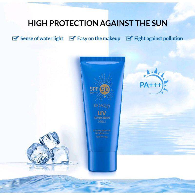 BIOAQUA UV Sunscreen Gel SPF 50+ PA++++ (shopee.co.id/geeya.shop88)