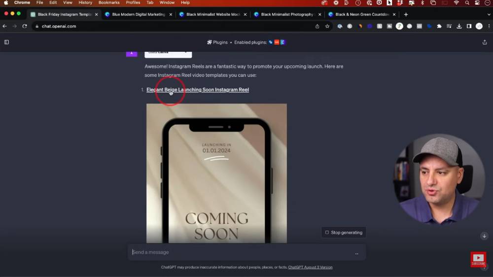 membuat vidio reel Instagram dengan ChatGPT (YouTube.com/Howfinity)