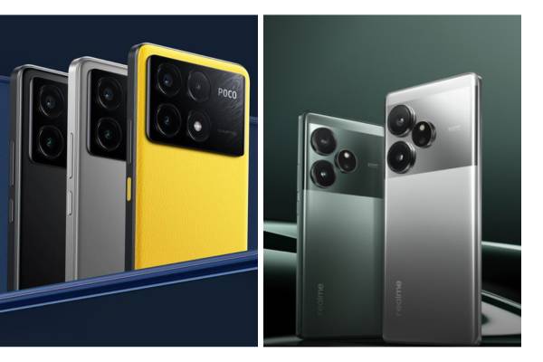POCO X6 Pro punya ciri khas modul kamera besar (kiri) (mi.co.id) | realme GT6 punya aksen Nano Mirror Design (kanan) (realme.com)