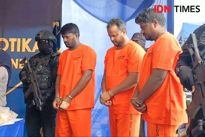 Tiga WNA yang masuk ke dalam jaringan narkotika internasional (IDN Times/Putra Gema Pamungkas)