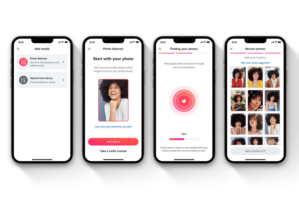tampilan fitur Photo Selector di Tinder. (tinderpressroom.com)