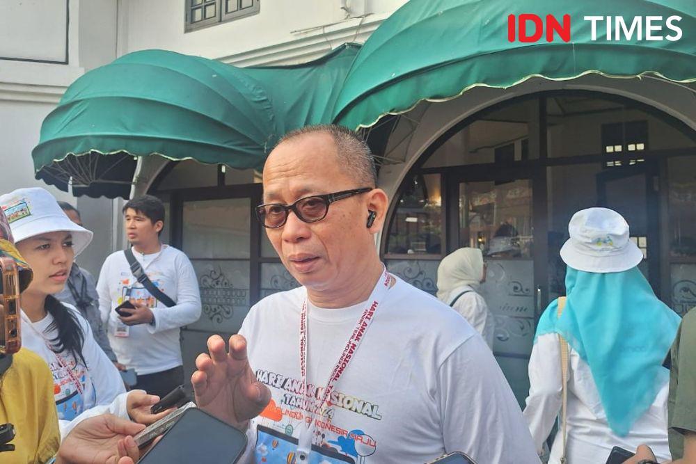 Deputi Bidang Perlindungan Khusus Anak Kementerian Pemberdayaan Perempuan dan Perlindungan Anak (Kemen PPPA), Nahar di Festival ekspresi anak di Ancol, Jakarta utara "Anak Terlindungi, Indonesia Maju: Anak Cerdas, Berinternet Sehat" sebagai rangkaian Hari Anak Nasional yang digelar KemenPPPA, Kamis (18/7/2024). (IDN Times/Lia Hutasoit)