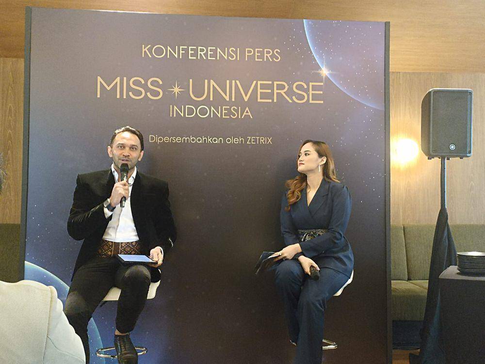 Konferensi National Director Miss Universe Indonesia 2024, Teuku Jordan Zacky A di Antarasa, One Satrio. 18 Juli 2024. (IDN Times/M. Tarmizi Murdianto)