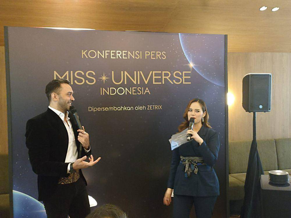 Konferensi National Director Miss Universe Indonesia 2024, Teuku Jordan Zacky A di Antarasa, One Satrio. 18 Juli 2024. (IDN Times/M. Tarmizi Murdianto)