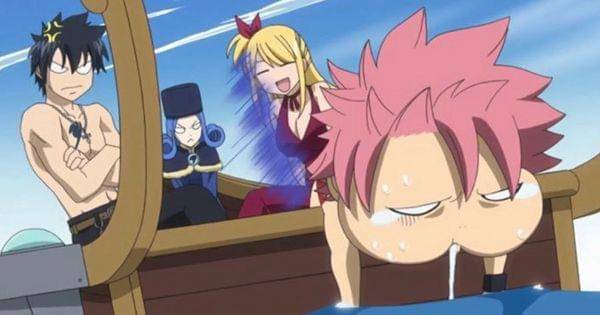 Natsu mabuk saat naik perahu ( Dok. A-1 Pictures / Fairy Tail)