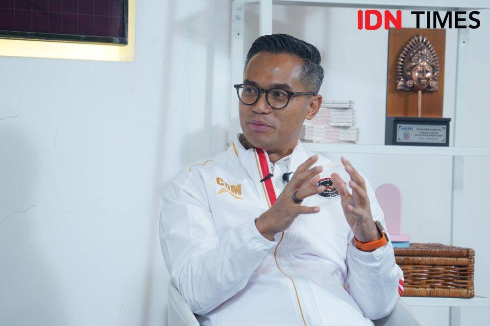 Anindya Bakrie dalam acara Locker Room: "Menjaga Tradisi Emas Indonesia di Olimpiade" by IDN Times pada Jumat (19/7/2024). (IDN Times/Fauzan)
