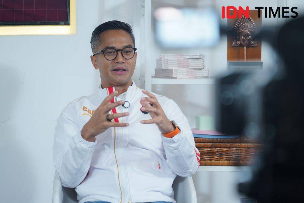 Anindya Bakrie dalam acara Locker Room: "Menjaga Tradisi Emas Indonesia di Olimpiade" by IDN Times pada Jumat (19/7/2024). (IDN Times/Fauzan)