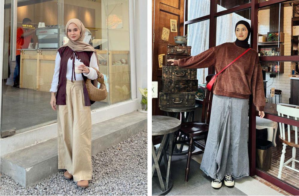 8 Ide OOTD Hijab dengan Warna Cokelat Coffee yang Sedang Tren