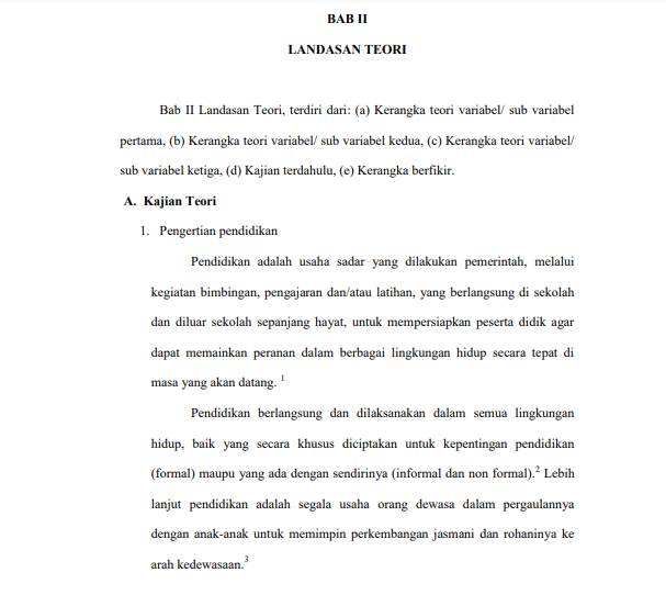 Contoh landasan teori dalam penelitian (Uinsatu.ac.id/Wisnu Afif Subkhan)