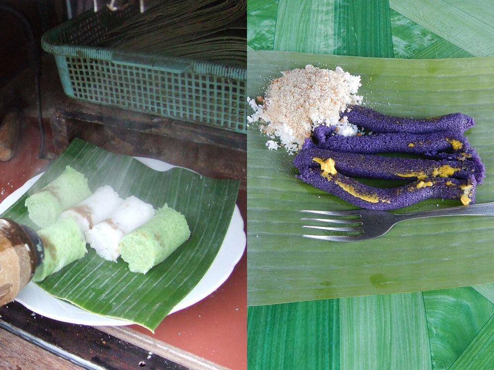ilustrasi kue putu dan puto bumbong (commons.wikimedia.org/Midori | commons.wikimedia.org/Judgefloro)