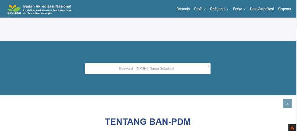 situs cek akreditasi sekolah (ban-pdm.id)
