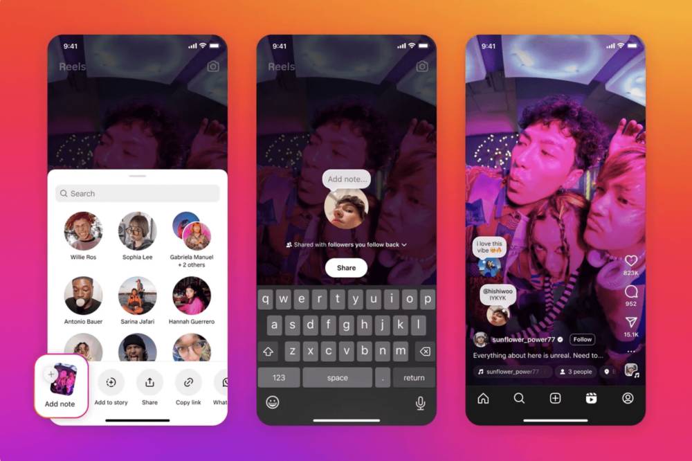 tampilan Notes di Reels dan postingan Instagram. (instagram.com)