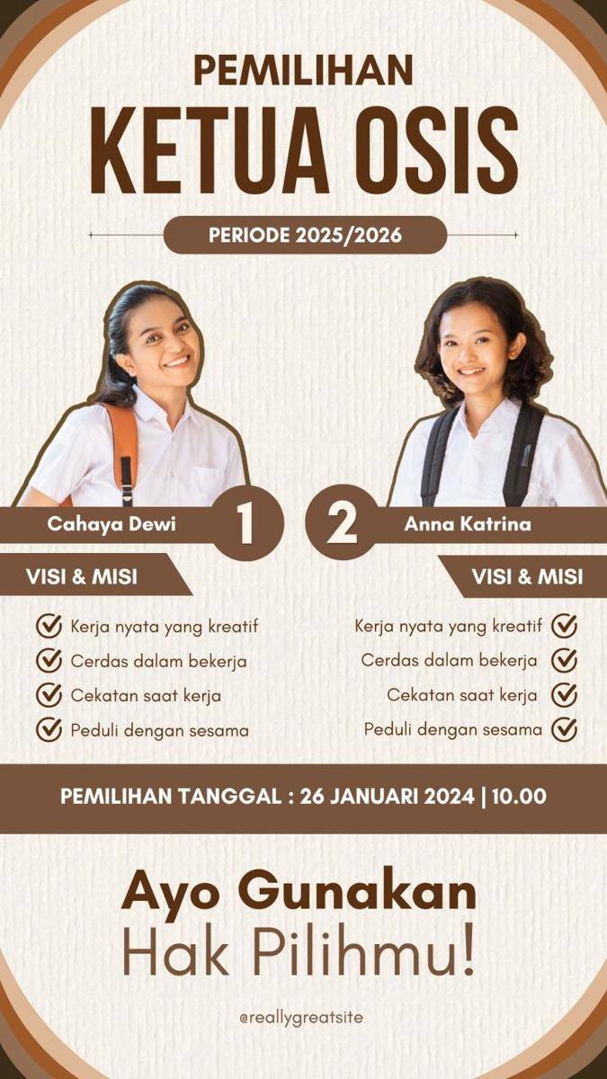 Contoh Poster Pemilihan Ketua OSIS. (canva.com/vaninaarf Studio)