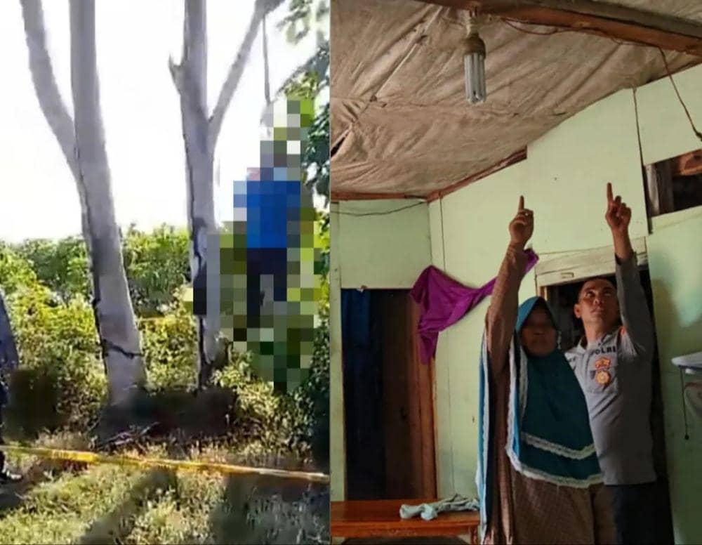 Penampakan kedua warga di Kabupaten Lampung Timur menjadi korban bunuh diri akibat depresi. (Dok. Polres Lampung Timur).