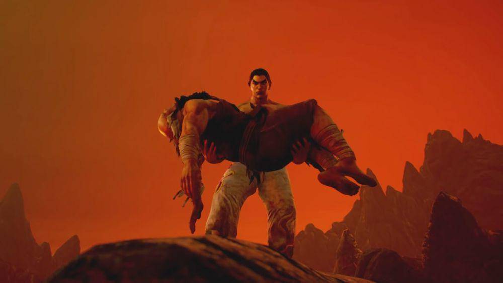 Kazuya melempar Heihachi ke kawah gunung berapi. (dok. Bandai Namco Entertainment/Tekken 7)