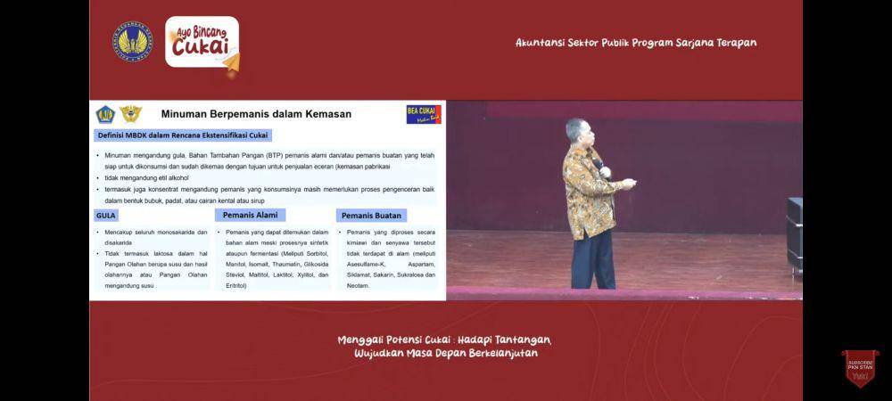 Penjelasan minuman berpemanis dalam kemasan. (Dok/Screenshot Youtube PKN STAN).