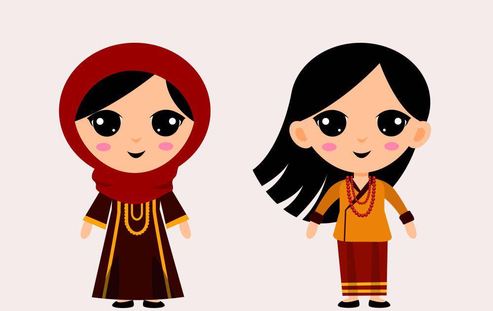Ilustrasi anak perempuan memakai baju adat bernuansa cokelat. Freepik/Jcomp