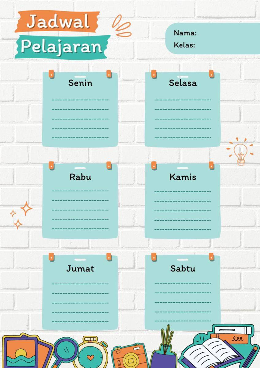 lockscreen jadwal pelajaran kosong (canva.com/Letterhend Studio)