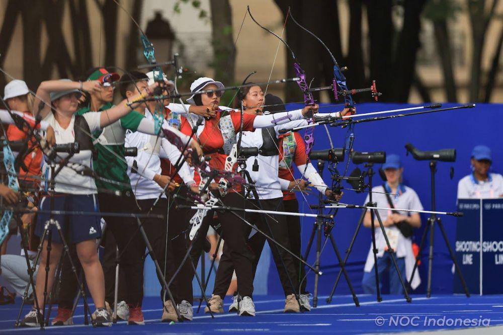 Tim panahan putri di Olimpiade Paris 2024. (Dok. KOI).