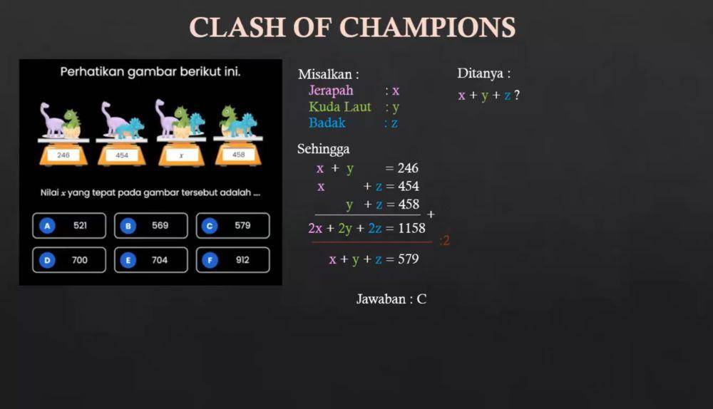 contoh pembahasan soal nomor 18 di Revival Round Clash of Champions (YouTube.com/Yuliana Safitri)