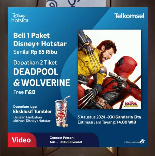 Promo 2 Tiket Gratis Deadpool & Wolverine + Tumbler di Gandaria City (Telkomsel)