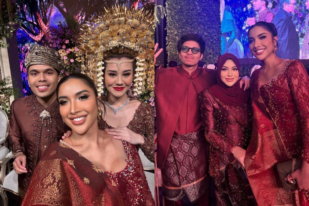 7 Potret Millen Cyrus di Resepsi Thariq Halilintar dan Aaliyah Massaid