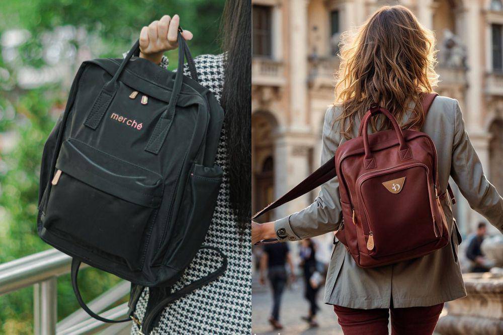 ilustrasi tas ransel cewek brand lokal untuk kerja (shopee.co.id/Merche Official Shop | shopee.co.id/Gotosovie Official Shop)