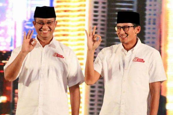 Anies Baswedan saat berpasangan dengan Sandiaga Uno dalam Pilkada DKI Jakarta 2017. (facebook.com/jakartamajubersama)