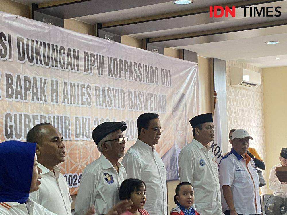 Deklarasi Komando Pedagang Pasar Seluruh Indonesia (Kopassindo) kepada Anies Baswedan untuk menjadi Gubernur DKI Jakarta lagi. (IDN Times/Vadhia Lidyana)