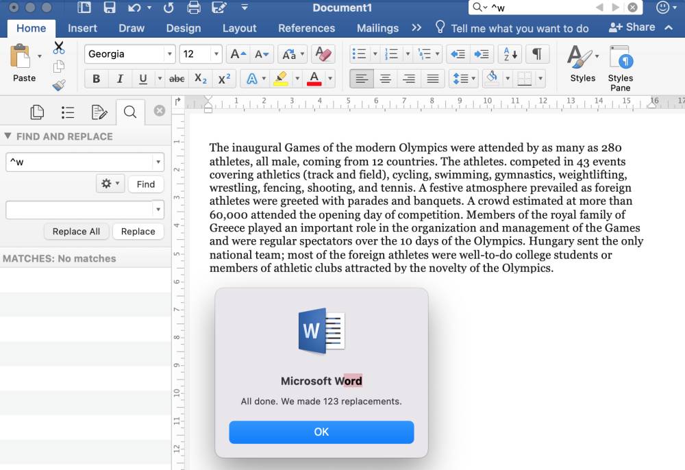 Kombinasi simbol "^" dengan huruf w pada fitur Find dan Replace (dok.pribadi/Reyvan Maulid)