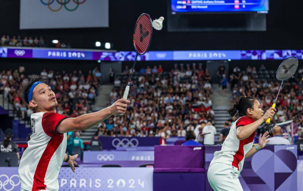 Ganda campuran Indonesia, Rinov Rivaldy/Pitha Haningtyas Mentari di Olimpiade 2024 Paris (dok.PBSI/Badmintonphoto/Mikael Ropars)
