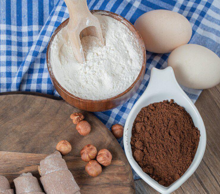 ilustrasi bahan membuat bolu kukus mekar cokelat vanila (freepik.com/azerbaijan_stockers)