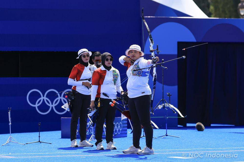 Beregu putri Indonesia di Olimpiade 2024 Paris diperkuat Diananda Choirunisa, Syifa Nurafifah Kamal, dan Rezza Octavia (dok.NOC Indonesia/Naif Muhammad Al’as/Canon Indonesia)