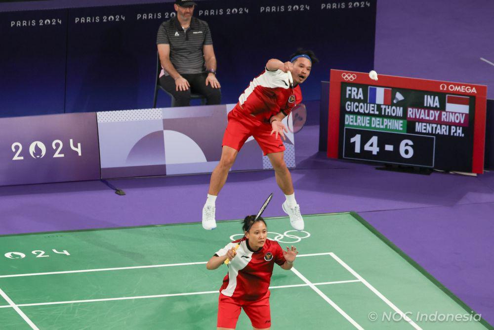 Rinov Rivaldy/Pitha Haningtyas Mentari gugur di fase grup Olimpiade 2024 Paris (dok.NOC Indonesia/Naif Muhammad Al’as/Canon Indonesia)