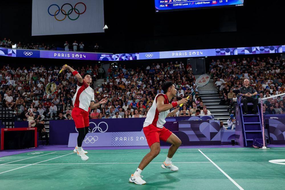 Fajar Alfian/Muhammad Rian Ardianto memastikan diri lolos ke perempat final Olimpiade 2024 Paris (dok.PBSI/Badmintonphoto/Yohan Nonotte)