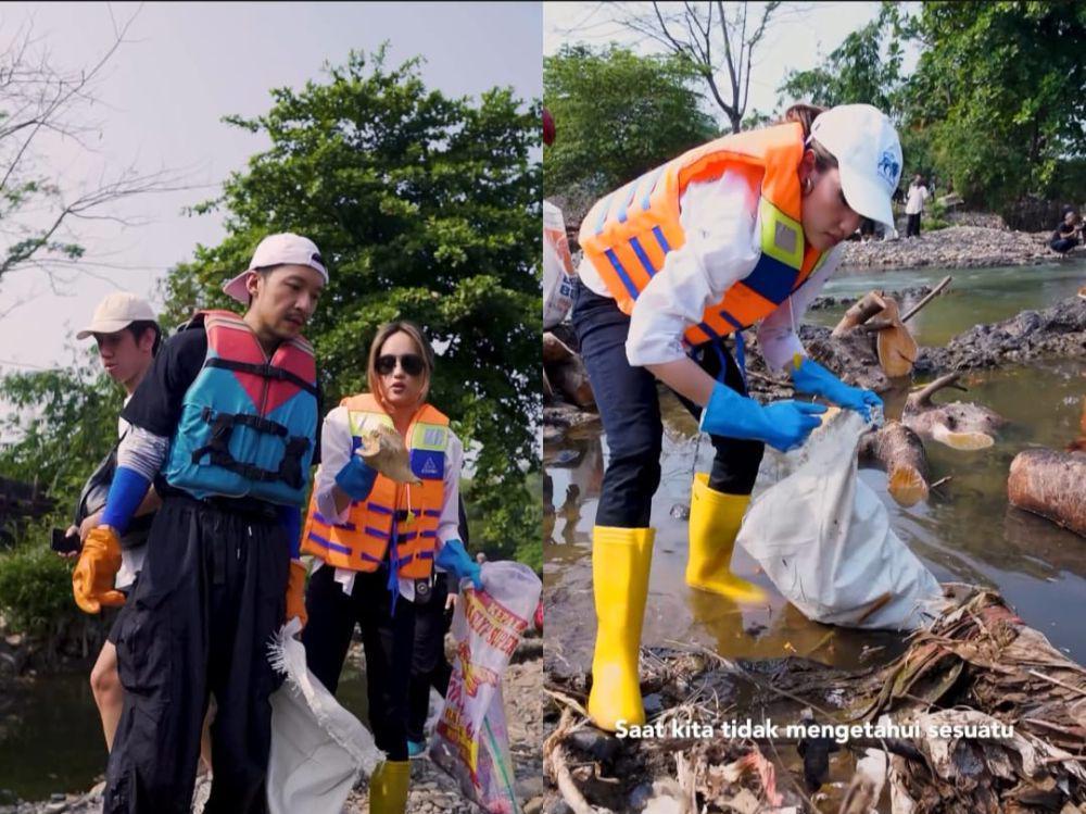 8 Potret Cinta Laura Bersihkan Sungai Ciliwung, Selalu Menginspirasi!