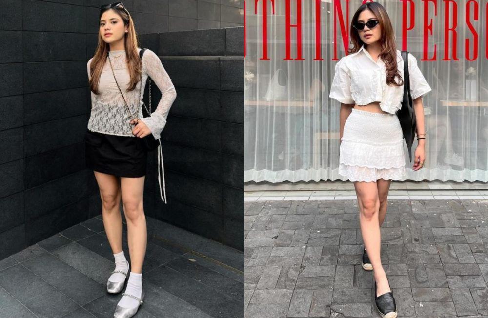 10 Mix and Match Mini Skirt ala Putri Anggiani, Gayanya Kekinian!