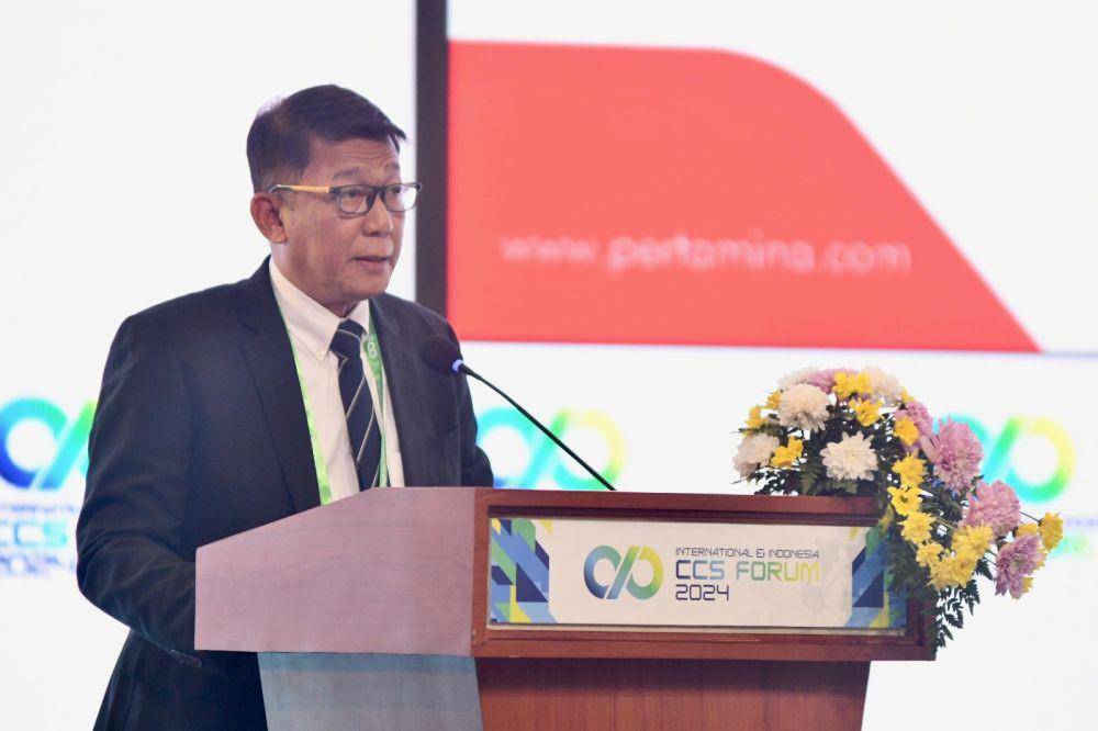 PT Pertamina (Persero) memaparkan strategi menjadi pemimpin regional bisnis Penangkapan dan Penyimpanan Karbon (CCS) dalam Forum Internasional & Indonesia CCS (IICCS) 2024 di Jakarta Convention Center, Senayan, Rabu (31/7/2024). (Dok. Pertamina)