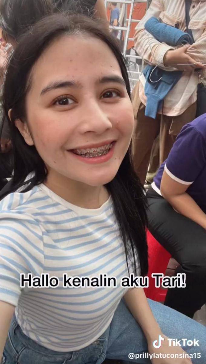 Penampilan baru Prilly pakai behel (Tiktok.com/prillylatuconsina15)