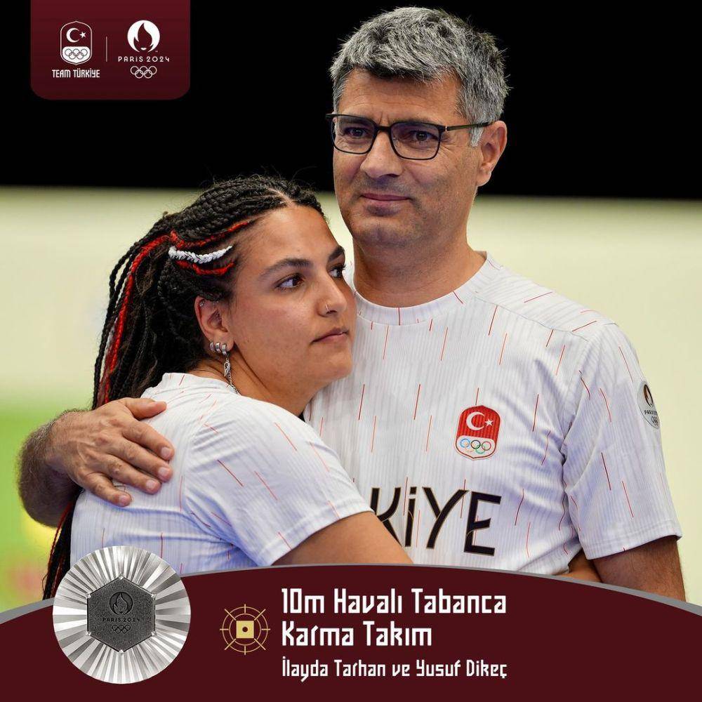 Penembak Turki, Yusuf Dikec dan Sevval Illayda Tarhan di Olimpiade 2024 Paris (Instagram.com/tmok_olimpiyat/)