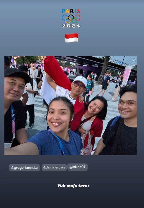 Mikha Angelo dukung Gregoria di Olimpiade Paris (Instagram.com/desrapercaya)