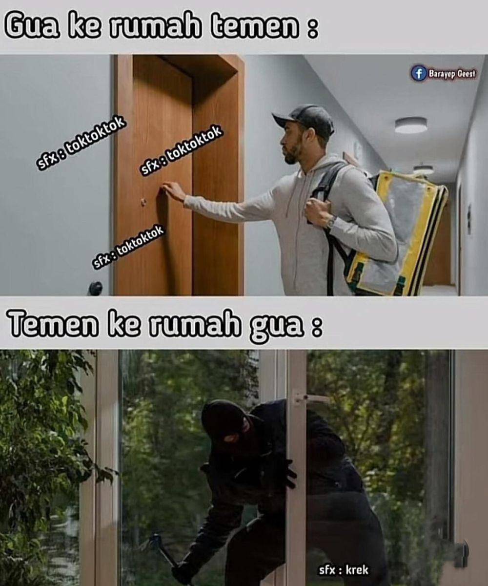 meme main ke rumah teman (instagram.com/lawakscience)