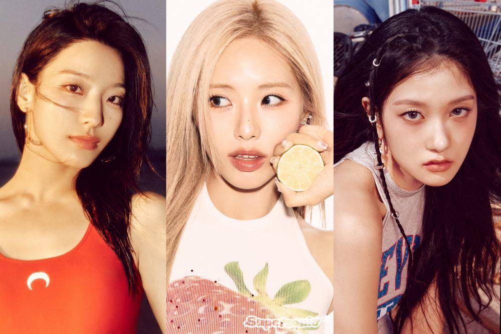 potret Saerom, Jiwon, dan Seoyeon fromis_9 di single album Supersonic (dok. Weverse/fromis_9)