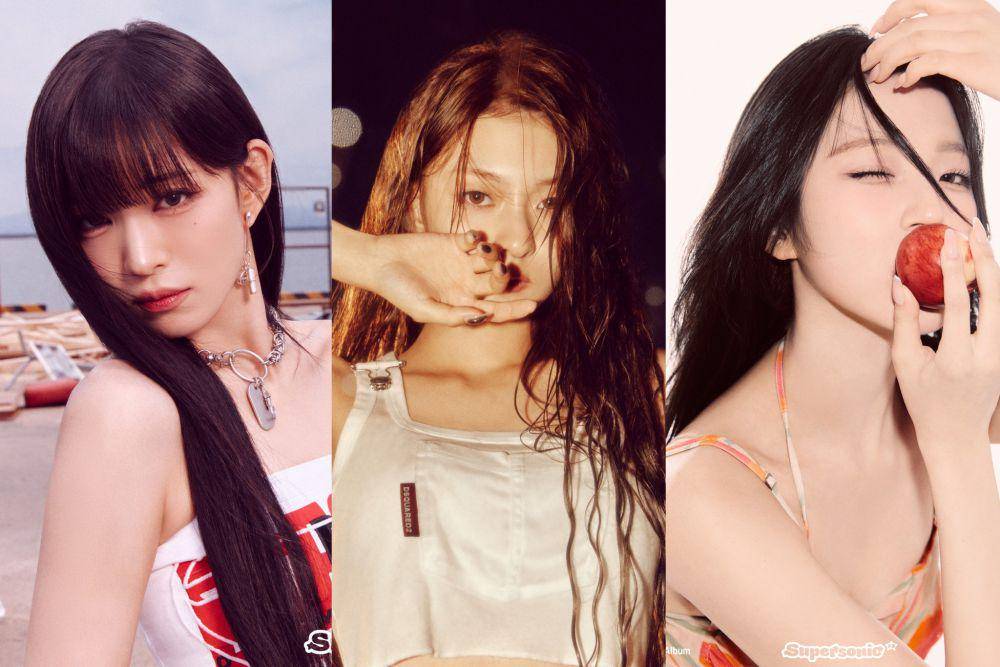 potret Chaeyoung, Nagyung, dan Jiheon fromis_9 di single album Supersonic (dok. Weverse/fromis_9)