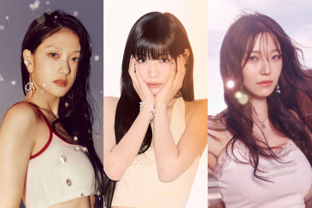 potret Seoyeon, Chaeyoung, dan Jiheon fromis_9 di single album Supersonic (dok. Weverse/fromis_9)
