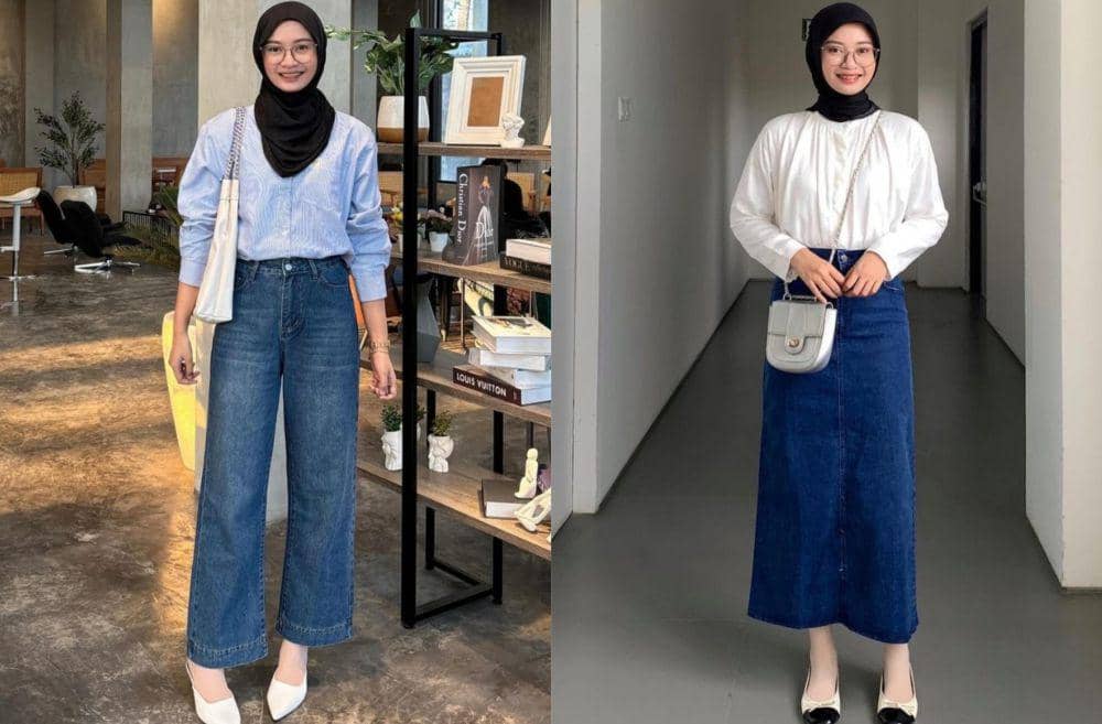 10 Mix and Match Celana dan Rok Denim ala Lutvy Putri, Modis Abis!