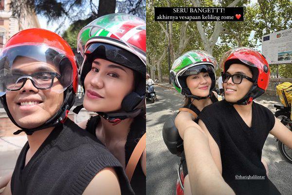 Bulan Madu, 7 Potret Mesra Aaliyah dan Thariq Motoran di Italia