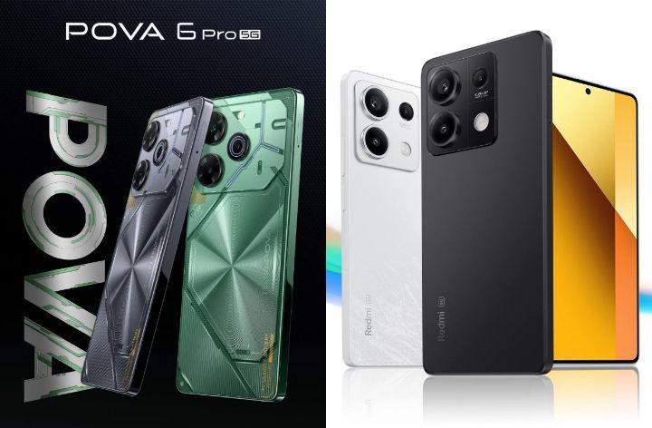 TECNO Pova Pro dan Redmi Note 13 5G (tecno-mobile.com | mi.co.id)