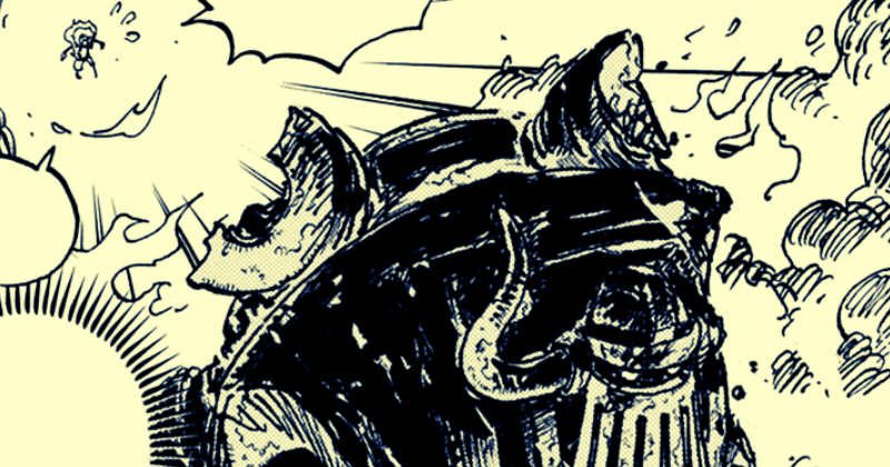 Luffy dan Emet. (mangaplus.shueisha.co.jp/One Piece)