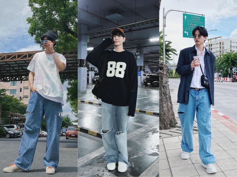 8 Mix and Match Ripped Jeans ala Nut Supanut, Edgy Maksimal